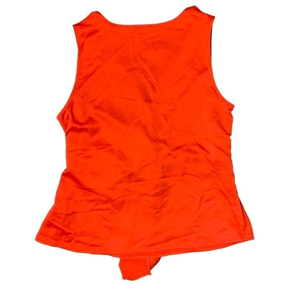 Halogen NWT Twist Detail Sleeveless Top Silky Feel Material Orange Rumba Size L - Picture 11 of 11